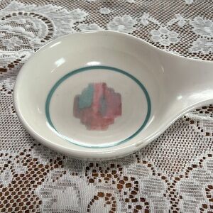 VTG Treasure Craft Southwest Pattern Spoon Rest USA Made 80’s Pink/Bluegreen